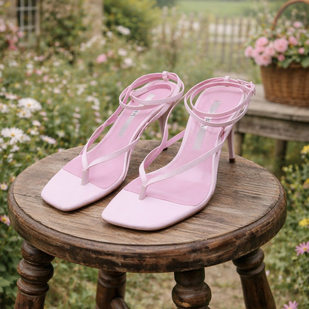 Zara Lilac strappy kitten heels